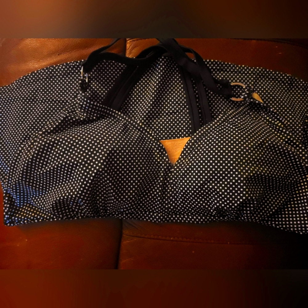 Black & White Polka Dot Swim Top Sz 16